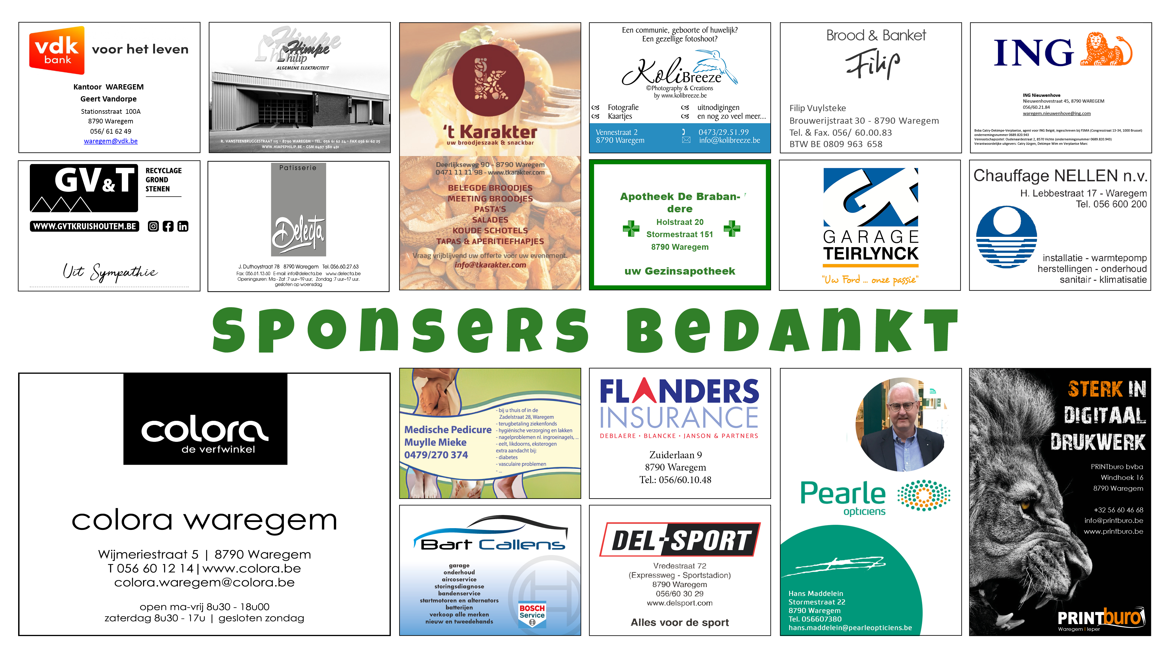 Bedankt Sponsers